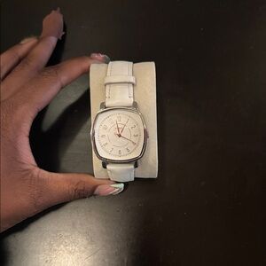 Fossil White Leather Strap Watch